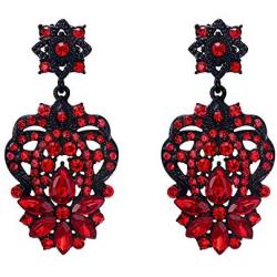 EVER FAITH Womens Marquise Austrian Crystal Art Deco Star Flower Cluster Prom Pierced Dangle Earrings