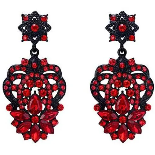 EVER FAITH Womens Marquise Austrian Crystal Art Deco Star Flower Cluster Prom Pierced Dangle Earrings