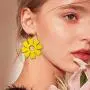 Gmillions Wood material Flower Tassel Earrings Dangle Drop Silver French Hook Jewelry for Womens Gmillions Wood material Flower Tassel Earrings Dangle Drop Silver French Hook Jewelry for Womens