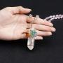Top Plaza 7 Chakra Natural Healing Crystal Stone Bead Necklace Tree of Life Copper Wire Wrapped Gemstone Pendant Necklace Reiki Quartz Jewelry for Womens