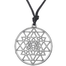 fishhook Hindu Sacred Geometry Symbol Sri Yantra Mandala Pendant Necklace