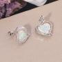 CiNily Angel Wing Earrings for Women-White Opal Heart Stud Earrings Cubic Zirconia Opal Jewelry Gifts for Ladies Mom Girls