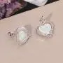 CiNily Angel Wing Earrings for Women-White Opal Heart Stud Earrings Cubic Zirconia Opal Jewelry Gifts for Ladies Mom Girls