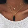 Healing Crystal Stone Moon Choker Necklace Witch Jewelry for Women