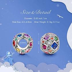NINAQUEEN 925 Sterling Silver Pandöra Charms Summer Rainbow Birthstone Bead for Pandöra Bracelets Pendant Jewelry Anniversary Valentines Day Birthday Gifts for Women Wife Sisters Daughter