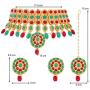 Aheli Stylish Bollywood Diva Deepika Padukone Reception Designed Choker Necklace with Maang Tikka Set Indian Traditional Wedding Fashion Jewelry for Women Girls