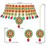 Aheli Stylish Bollywood Diva Deepika Padukone Reception Designed Choker Necklace with Maang Tikka Set Indian Traditional Wedding Fashion Jewelry for Women Girls