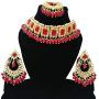 Finekraft Meena Kundan Bridal Wedding Designer Gold Plated Pearls Necklace Jewelry Set