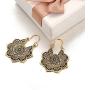SMALLLOVE Mandala Drop Dangle Earring for Women Girl Gypsy Hammered Antique Silver Bohemian Vintage Lotus Flower Tribal Hollow Floral Pendant Hoop Earrings