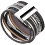 AZORA Leather Cuff Bracelet Multi Rope Wrap Bracelets with Stone Cuffs Bangle for Women Teen Girl