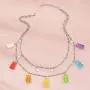 Denifery Colorful Gummy Little Bear Hook Design Chain Layered Star Pendant Dangle Necklace Choker Colorful Cartoon Resin Candy Cute Jewelry Set for Women Girls