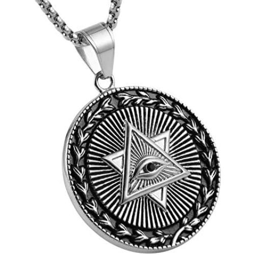 AsAlways Stainless Steel Olive Branch Eye of Horus Egypt Charm Jewelry Good Luck Success Amulet Friendship Cross pendant