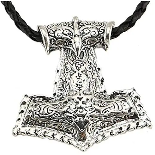 Viking Necklace Norse Amulet Mjolnir Pendant Leather Chain Thors Hammer Necklace Celtic Pagan Symbol Jewelry for Men Unisex Viking Necklace Norse Amulet Mjolnir Pendant Leather Chain Thors Hammer Necklace Celtic Pagan Symbol Jewelry for Men Unisex
