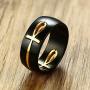 Gungneer Mens Stainless Steel Black Hollow Removable Ankh Cross Ring Key of Life Symbol of Protection Amulet Jewelry