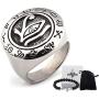 Gungneer Silvertone Mens Stainless Steel Egypt Eye of Horus Ring Symbol of Protection Talisman Amulet Jewelry