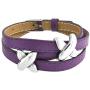 Bling Jewelry Boho Genuine Black Purple Leather Love Slide Charm X Kiss Triple Wrap Bracelet Adjustable Belt Buckle for Teen for Women Silver Tone Stainless Steel