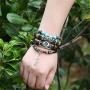 Disunie Bohemia Style Bracelets Multi-Layer Charms Retro Blue Eyes Turquoise Bracelet for Women