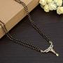 Zephyrr Jewelry Mangalsutra AD Pendent Neclace for Women/Wife Black and Golden Floral Design Indian Jewelry Casual/Party/DailyWear