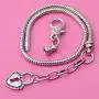 RUBYCA 10pcs 8.7'' Lobster Clasp Heart Lock Pendant Snake Chain European Charm Bracelet Silver Tone RUBYCA 10pcs 8.7'' Lobster Clasp Heart Lock Pendant Snake Chain European Charm Bracelet Silver Tone