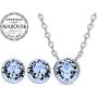 AURA Rhodium Plated Pendant Necklace and Crystal Stud Earring Jewelry Set Using Genuine Swarovski Crystals