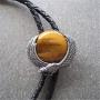 Haina Bolo Tie for Men Women Western Cowboy Cowgirl Eagle Bola Tie Genuine Leather String Natural Stone Tiger Eye Vintage Jewelry