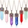 Yaomiao 6 Pieces Antique Wrapped Crystal Necklace Hexagonal Prism Gemstone Healing Necklace Antique Quartz Stone Healing Pendant Prism Pointed Quartz Pendant Yaomiao 6 Pieces Antique Wrapped Crystal Necklace Hexagonal Prism Gemstone Healing Necklace Antique Quartz Stone Healing Pendant Prism Pointed Quartz Pendant