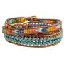 NOVICA Aventurine and Glass Blue and Red Beaded Bohemian Wrap Bracelet, 22'' Colors of Hope