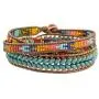 NOVICA Aventurine and Glass Blue and Red Beaded Bohemian Wrap Bracelet, 22'' Colors of Hope