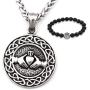 GUNGNEER Stainless Steel Celtic Knot Claddagh Friendship Endless Love Pendant Chain Necklace Eternal Jewelry Men Women