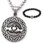 GUNGNEER Stainless Steel Celtic Knot Claddagh Friendship Endless Love Pendant Chain Necklace Eternal Jewelry Men Women GUNGNEER Stainless Steel Celtic Knot Claddagh Friendship Endless Love Pendant Chain Necklace Eternal Jewelry Men Women