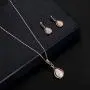 ASHMITA Rose Gold Teardrop Necklace Gemstone Dangle Earrings Wedding Jewelry Set ASHMITA Rose Gold Teardrop Necklace Gemstone Dangle Earrings Wedding Jewelry Set