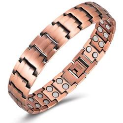 Gioieiieria Men Copper Bracelet Magnetic Therapy Bracelet for Relieve Arthritis Pain 99.9% Copper Bracelet with 3500 Gauss Strong Magnets 9'' Link Adjustable