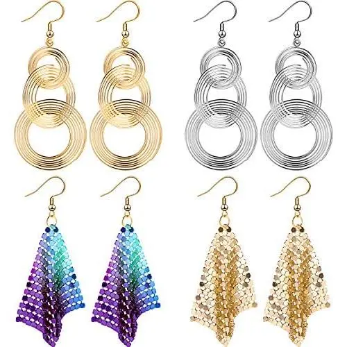 70s Disco Earrings Sequin Earrings Metal Mesh Grid Tassel Drop Dangle Earrings Long Hook Earrings Women Girls, Gold Silver Colorful 70s Disco Earrings Sequin Earrings Metal Mesh Grid Tassel Drop Dangle Earrings Long Hook Earrings Women Girls, Gold Silver Colorful