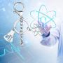 FUSTMW Science Symbol Keychain Atom Microscope Key Chain Biology Chemistry Teacher Gift Keyring Science Lovers Gift