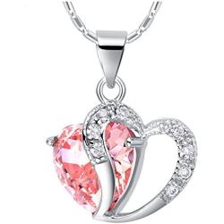 Uloveido Fashion Austrian CZ Crystals Double Heart Shape Pendant Necklace Valentines Gift N673