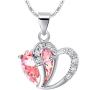 Uloveido Fashion Austrian CZ Crystals Double Heart Shape Pendant Necklace Valentines Gift N673