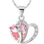 Uloveido Fashion Austrian CZ Crystals Double Heart Shape Pendant Necklace Valentines Gift N673