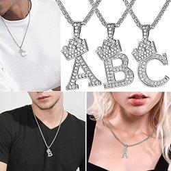 JewelBeauty Alphabet Crowned Initial Necklace Iced Out King Crown Cubic Zirconia Letter Pendant 24'' Rope Chain Necklaces, from A to Z