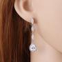 Wordless Love Teardrop Pear Shape CZ Necklace Pierced Earrings Women Wedding Jewelry Sets