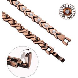 Feraco Womens Copper Magnetic Bracelet Unique Fishtail Links 99.9% Solid Copper Bracelets with Strong Magnets for Arthritis Pain Relief
