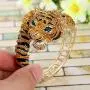 EVER FAITH Austrian Crystal Enamel Gorgeous Tiger Animal Bangle Bracelet Clear