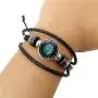 Speyst 12-Sign Constellations Black Woven Leather Bracelet Blue Constellation Pattern