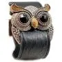 Accents Kingdom Crystal Owl Leather Cuff Bracelet