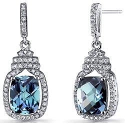 Peora Sterling Silver Earrings for Women, Charming Crown Dangle Cushion Cut in Natural, Created and Simulated Gemstones