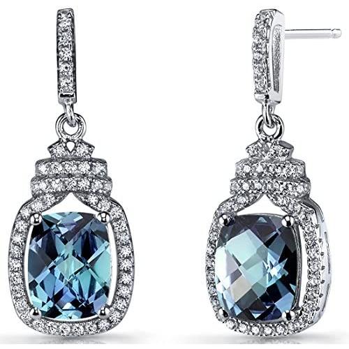 Peora Sterling Silver Earrings for Women, Charming Crown Dangle Cushion Cut in Natural, Created and Simulated Gemstones