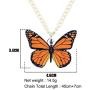 NEWEI Acrylic Floral Butterfly Necklace Chain Pendant Collar Fashion Summer Spring Insect Jewelry for Women Girl Gifts Charm