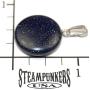 Steampunkers USA Celestial Collection - 20mm Full Moon Disc Galaxy Goldstone, Blue Black Sparkle - 20-22 Inch Adjustable Black Cord – Crystal Gemstone Collectibles Carved Necklace Handmade Charm