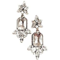 Gold Tone Art Deco Antique Vintage Flapper Style Rhinestone Wedding Bridal Prom Earrings