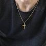 TASBERN Cross Necklace for Men 14K Gold Filled Stainless Steel Polished Plain Cross Pendant Necklace Simple Religious Jewelry Gift for Son Boy