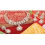 Touchstone Indian Bollywood Intricately Crafted Diamond Look Rhinestone Crystal Colorful Wedding Designer Jewelry Necklace Set in Gold and Silver Tone for Women.